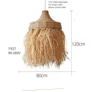 Joselin - Natural Grass Wicker Handmade Round Pendant Ceiling Light