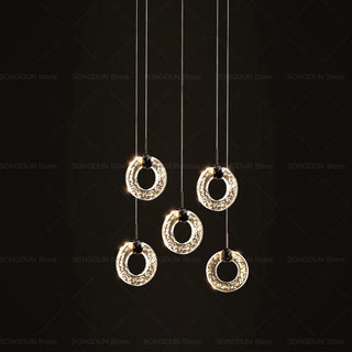 Hoffman - Modern Gold Glass Hanging Round Cluster Chandelier