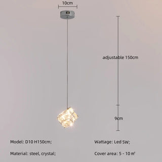 Celeste - Modern Statement Multi Head Chrome Square Crystal Spiral Chandelier