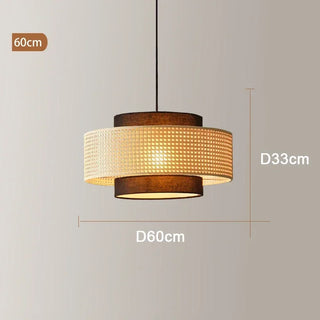 Kheesa - Layered Perforated Woven Cylindrical Hanging Pendant Ceiling Light