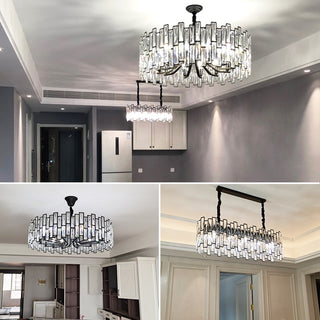 Girllington - Black Round Tiered Glass Ceiling Chandelier