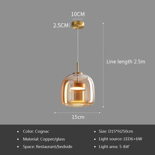 Daniel - Coloured Glass Round Hanging Pendant Ceiling Light