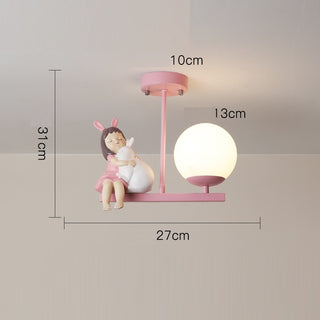 Sharell - Children's Cartoon Pink Sitting Girl Ceiling Light