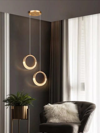 Sundus - Modern Round Tube Patterned Glass Hanging Ceiling Light