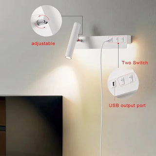 Christal - Nordic Modern Reading LED Creative Rotatable Spotlight Wall Lamp With Switch