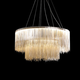Brendy - Modern Hanging Tassel Round Silver Ceiling Chandelier