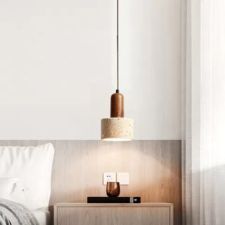 Navarre - Japanese Minimalist Walnut Brown Marble Hanging Pendant Ceiling Light