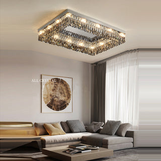 Alpine - Silver Round Coloured Hanging Glass Recessed Ceiling Light Chandelier
