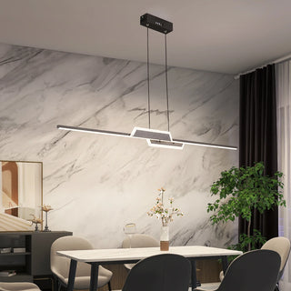 Hinata - Modern Long Bar LED Hanging Ceiling Light Black Chandelier