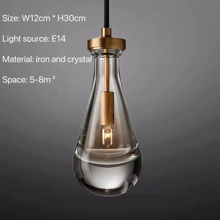 Monte - Teardrop Black Cord Hanging Glass Pendant Ceiling Light