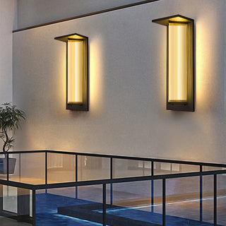 Vannora - Black Modern Patterned Glass Waterproof Outdoor Wall Light