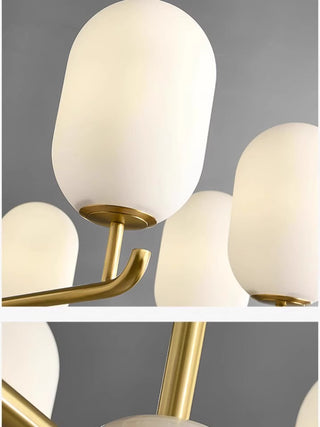 Buds - White Jade Glass Pipe Erected Round Ceiling Light
