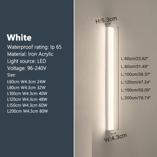 Leonidas - Modern Long Strip LED Outdoor Wall Light