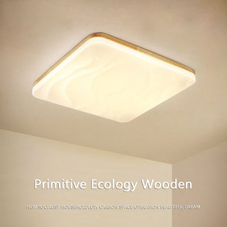 Sijiu - Modern Thin White Milk Shade Wooden And Acrylic Ceiling Light