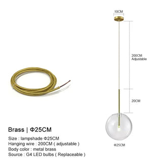 Nora - Modern Transparent Glass Ball Hanging Pendant Ceiling Light
