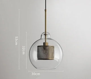 Hesselberg - Round Glass Metal Mesh Caged Bulb Hanging Pendant Ceiling Light