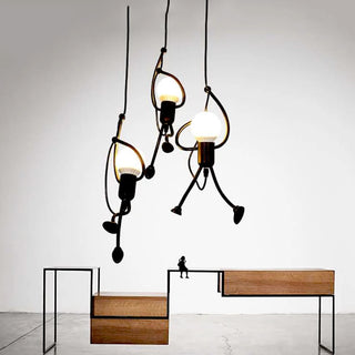 Annie - Black Metal Little Climbing Men Ceiling Light