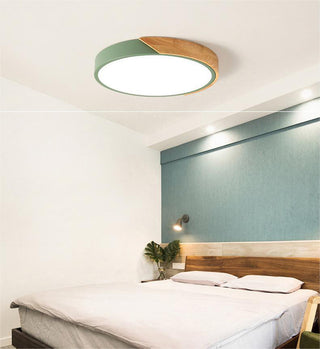 Elorza - Nordic Macaron Ultra Thin Wood Circular  LED Ceiling Lamp Creative Light Fixtures