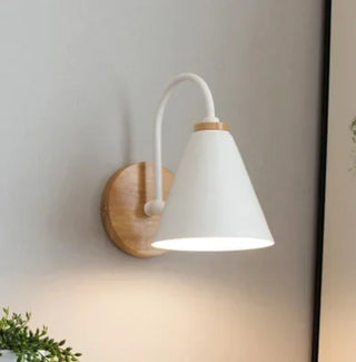 Tishka - Wooden Modern Curved Arm Down Shade Wall Light