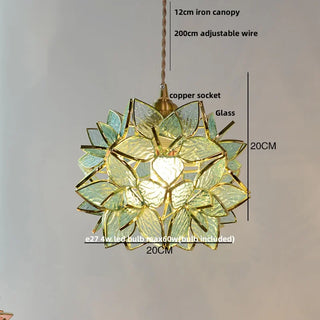 Madrid II - Tiffany Glass Nordic Flower Copper Hanging Pendant Light Fixture