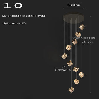 Abby - Crystal Square Box Gold Ceiling Chandelier