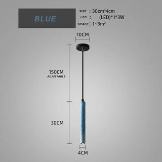 Dundee - Minimalist Industrial Style LED Waterstone Long Droplight Pendant Light