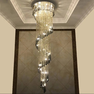 Fuzy - Clear Glass Spiral Chrome Ceiling Light Chandelier