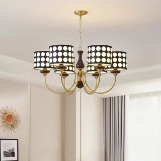 Derya - Abstract Polka Dot Black Gold Hanging Ceiling Light Chandelier