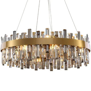 Almira - Modern Coloured Glass Gold Frame Crystal Statement Chandelier