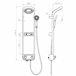 Cosima - Round Head Thermostatic Shower Set Mini Handheld Included