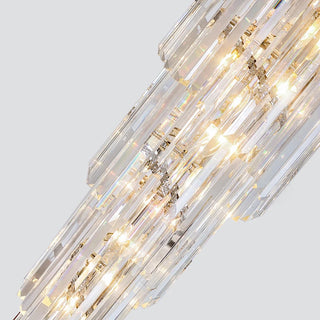 Decker - Long Crystal Tiered Fixed Hanging Ceiling Light Chandelier