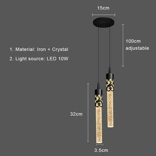 Thunder - K9 Gold Crystal Hanging Tube Chandelier