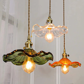 Viola - Glass Hanging Round Patterned Pendant Ceiling Light