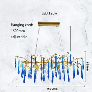 Mour - Tree Branch Hanging Multi Teardrop Chandelier