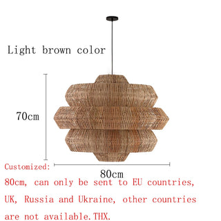 Lisette - 3 Tiers Adjustable Height Hanging Light with Rattan Shade & Midnight Black Fixture