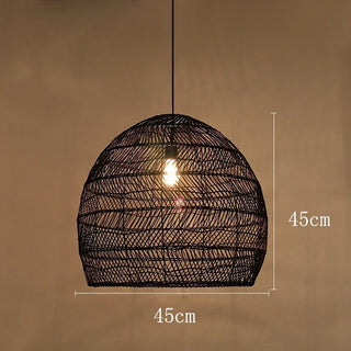 Doha - Natural Bamboo Striped Layered Hanging Pendant Ceiling Light
