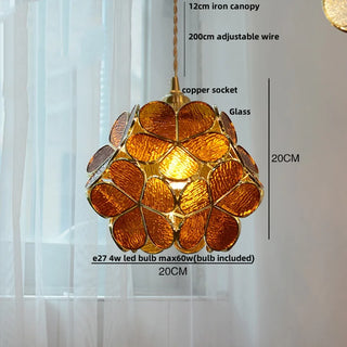 Madrid II - Tiffany Glass Nordic Flower Copper Hanging Pendant Light Fixture