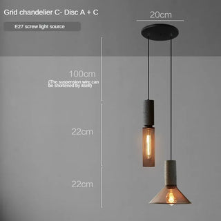 Pola - Industrial Modern Round Mesh Caged Hanging Cement Pendant Ceiling Light