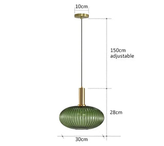 Kiara - Green Patterned Glass Hanging Pendant Ceiling Light