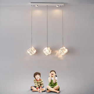 Celeste - Modern Statement Multi Head Chrome Square Crystal Spiral Chandelier