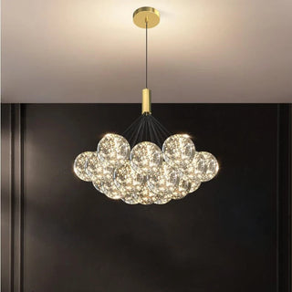 Bella - Clear Glass Multi Bubble Ball Gold Ceiling Light Chandelier