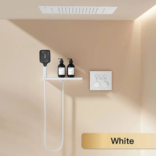 Lazare - Modern Brass Wall Mounted Black Shower System with Thermostatic Controls