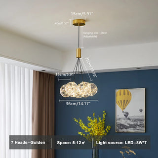 Bella - Clear Glass Multi Bubble Ball Gold Ceiling Light Chandelier