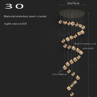 Abby - Crystal Square Box Gold Ceiling Chandelier