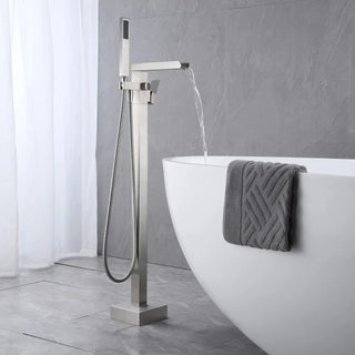 Amarante - Floor Standing Modern Bathtub Waterfall Filler Tap with Hand Shower