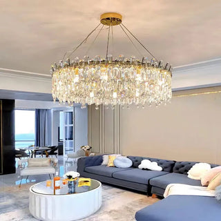 Kristy - Round Crystal Patterned Glass Chandelier