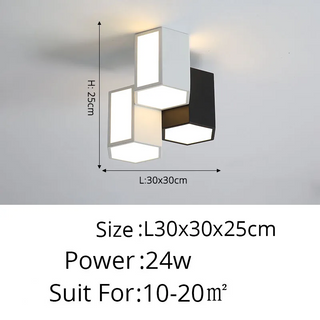 Dushanbe - Minimalist Honeycomb Black & White Combination Ceiling Light