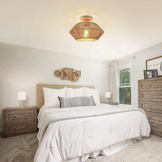 Otero - Natural Rattan Bamboo Octahedron Hanging Pendant Ceiling Light