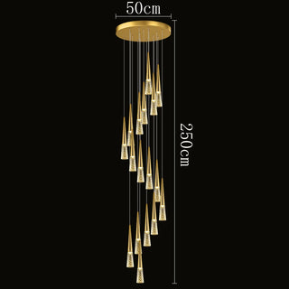 Barista - Round Spiral Gold Teardrop Multi Head Hanging Ceiling Chandelier