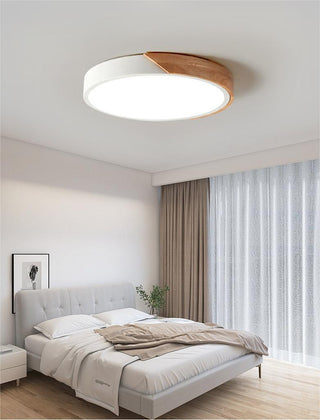 Elorza - Nordic Macaron Ultra Thin Wood Circular  LED Ceiling Lamp Creative Light Fixtures